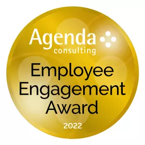 Agenda Employee Engagement Award Winner 2022 on gold badge